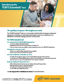 Vorstellung des TOEFL® Essentials™ Testflyers