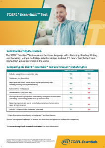Vergleich des TOEFL Essentials Test und des Pearson Test im englischen Bereich